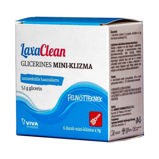LaxaClean Glicerines Mini-Klizma Felnőtteknek székrekedés ellen - 6x