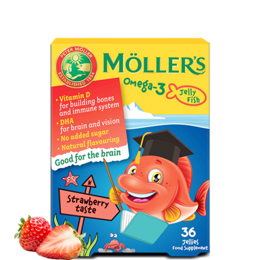 Möller’s Omega-3 halacska gumivitamin eper - 36x