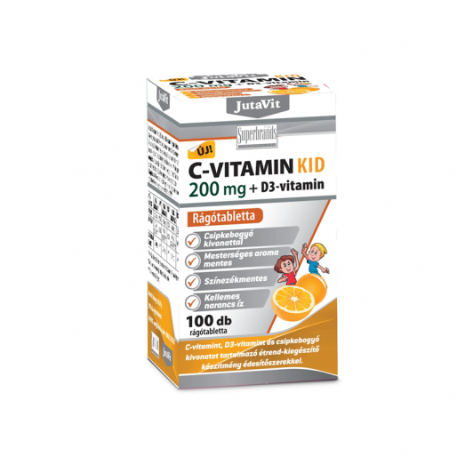 JutaVit C-Vitamin Kid 200 mg+D3-vitamin rágótabletta - 100x