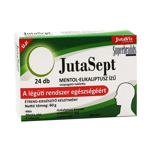 Jutavit Jutasept mentol-eukaliptusz ízű szopogató tabletta - 24x
