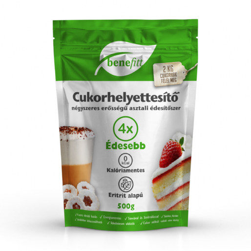 BENEFITT Cukorhelyettesítő (Eritrit, Stevia, Szukralóz) 4x erősségű - 500g