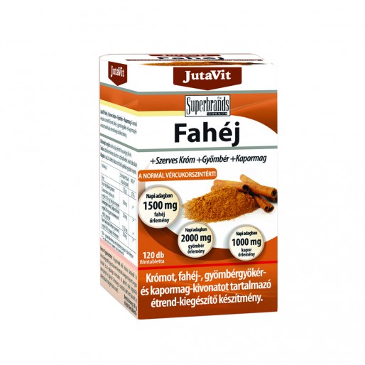 JutaVit Fahéj + Szerves Króm + Gyömbér + Kapormag Filmtabletta - 120x