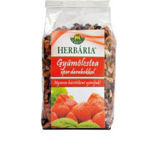 Herbária gyümölcstea eper darabokkal