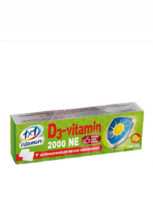 VitaPlus 1x1 D3 2000NE rágótabletta szőlőcukor