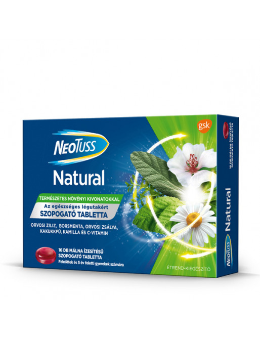 Neotuss Natural szopogató tabletta málna ízű