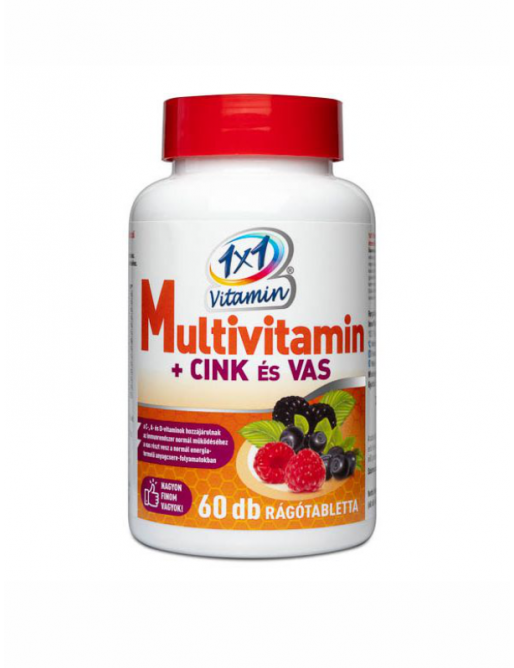 Vitaplus 1x1 Vitamin Multivitamin + Cink és Vas Rágótabletta