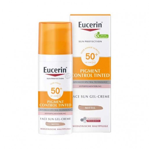 Eucerin Sun Pigment Control napozó fluid arcra színezett medium FF50+