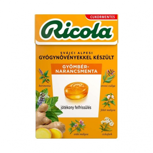 Ricola Gyógynövényes cukorka Gyömbér Narancsmenta - Lejárat közeli 2025.06.30.
