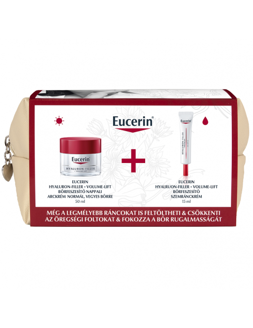 EUCERIN Hyaluron-Filler + Volume Lift ráncfeltöltő nappali ajándékcsomag normál/vegyes bőrre 50+15 ml