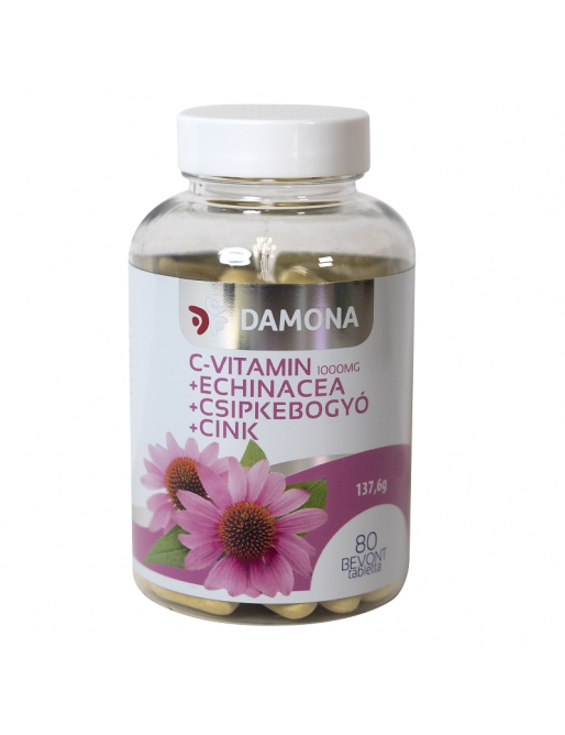 Damona C-vitamin 1000mg + Echinacea + csipkebogyó + cink tabletta - Lejárat közeli 2025.01.31.