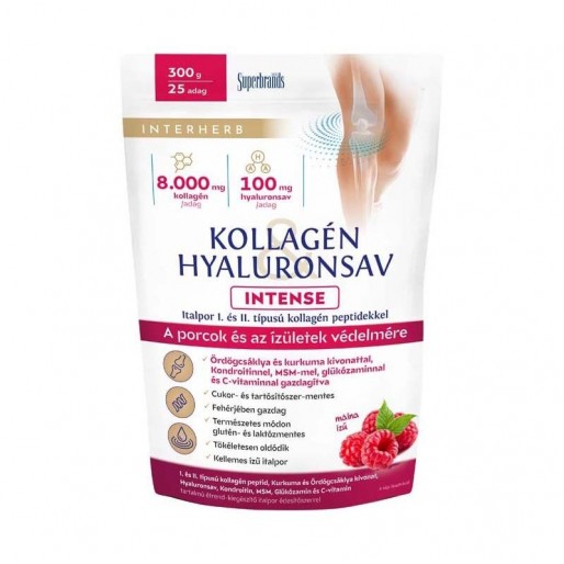 Interherb Intense kollagén hyaluronsav por málna