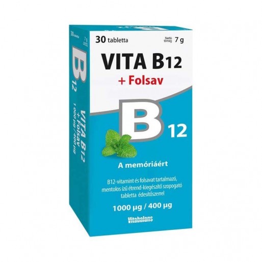 Vitabalns Vita B12 folsav 1000/400 szopogató tabletta - 30x