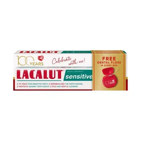 Lacalut Sensitive Fogkrém 75 ml + Fogselyem