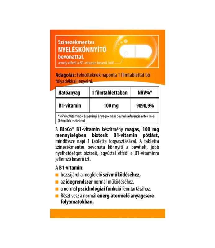 BioCo B1 vitamin 100 mg filmtabletta Megapack