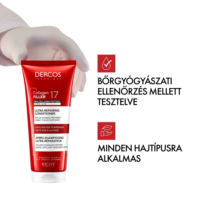 VICHY Dercos Collagen 17 Filler Ultra-regeneráló hajbalzsam