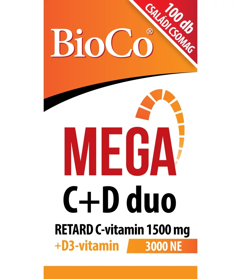 BioCo MEGA C+D duo RETARD C-vitamin 1500 mg + D3-vitamin 3000 NE filmtabletta