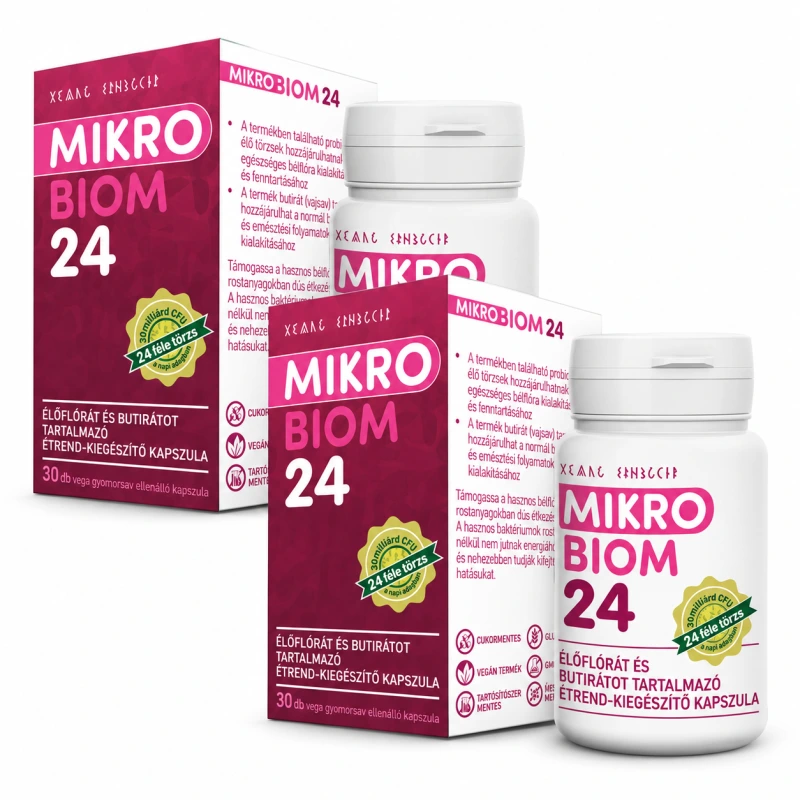 MikroBiom 24 élőflórás étrend-kiegészítő kapszula csomag 2 darab
