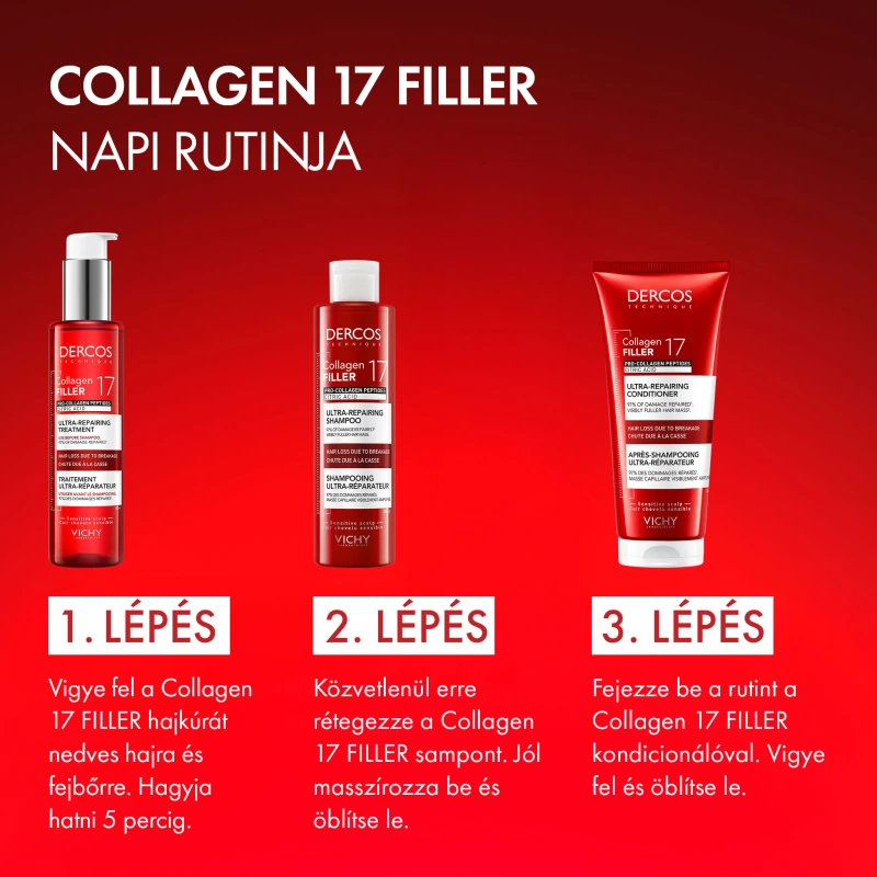 VICHY Dercos Collagen 17 Filler Ultra-regeneráló hajbalzsam