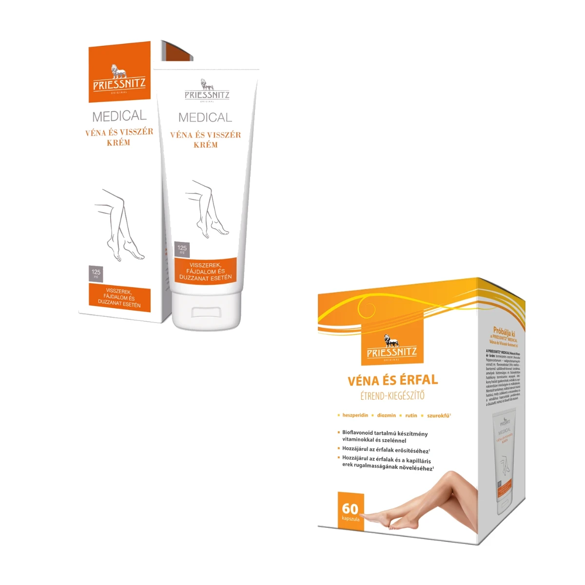 Priessnitz csomag - Véna És Érfal Kapszula  60x és Véna és Visszér krém 125ml