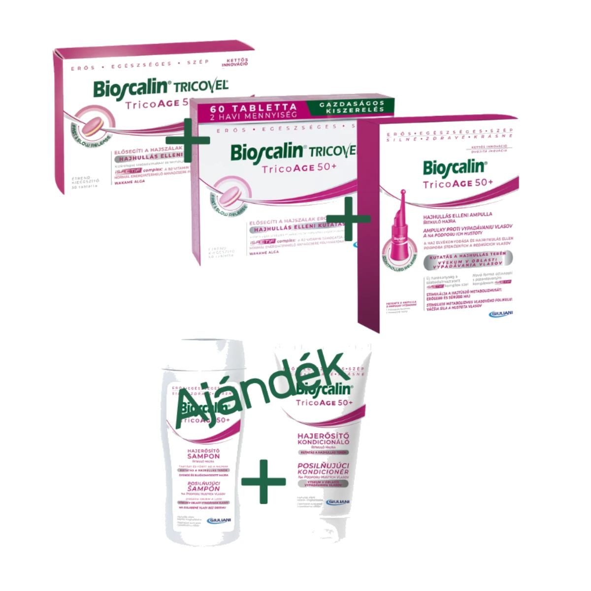 Bioscalin TricoAge 50+ 3 havi komplex kúra szérummal - ajándék sampon és balzsam
