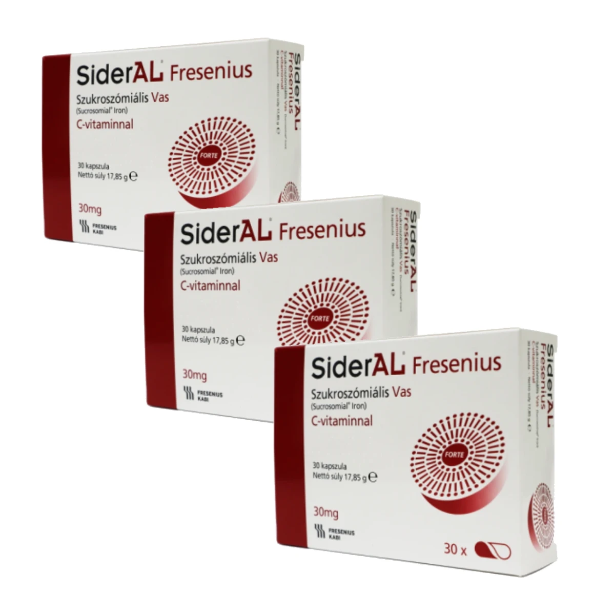 SiderAL Vas C vitaminnal kapszula csomag 3x30 szem