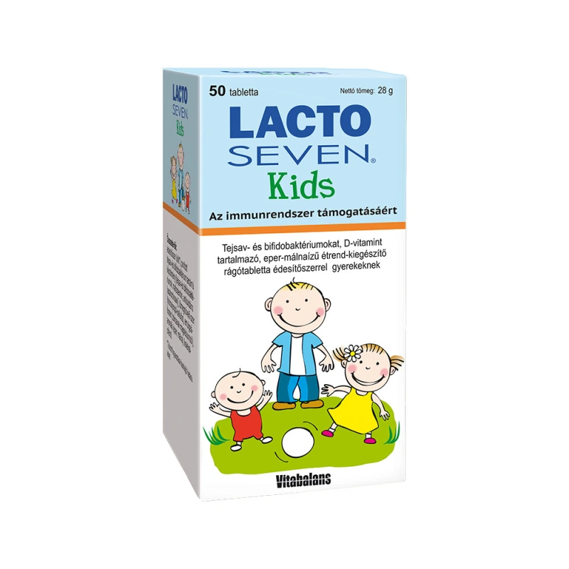 Lactoseven KIDS rágótabletta eper málna VITABALANS 50x
