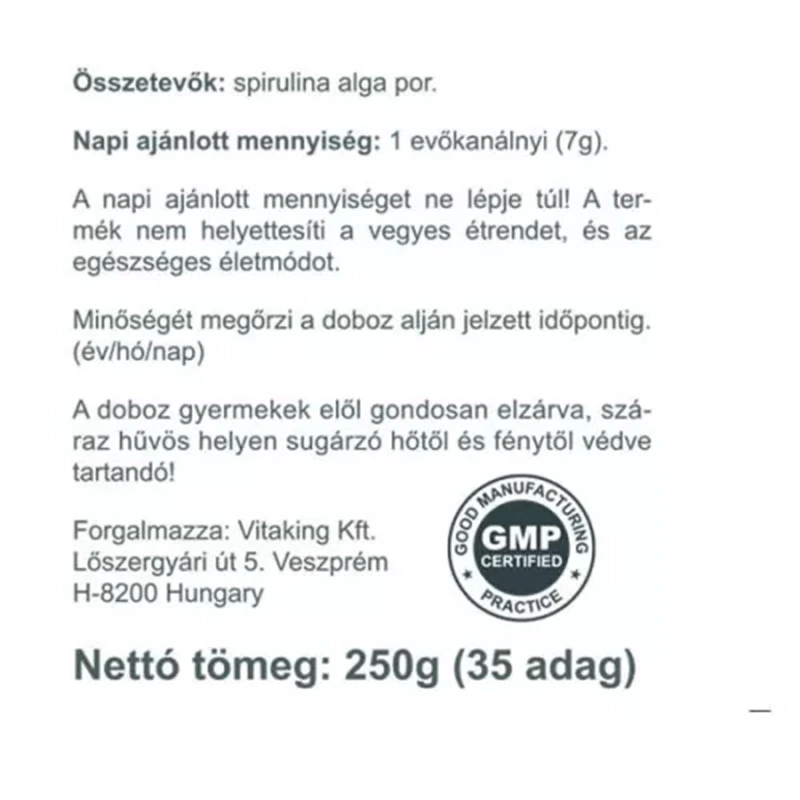 Vitaking Spirulina Alga Por