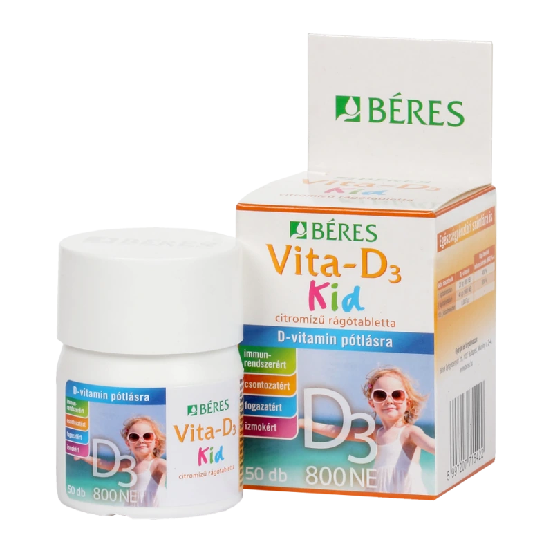 Béres Vita-D3 KID 800NE étrendkiegészítő rágótabletta