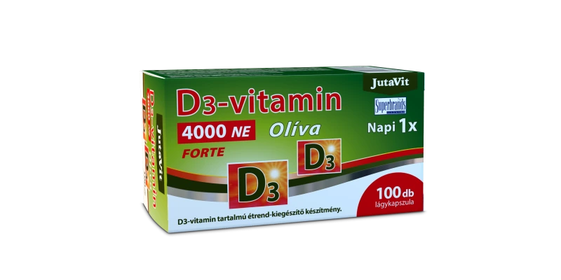 JutaVit D3-vitamin 4000NE (100µg) Olíva Forte lágykapszula