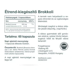 Vitaking Brokkoli kivonat 500mg (2,5mg glükorafanin) kapszula