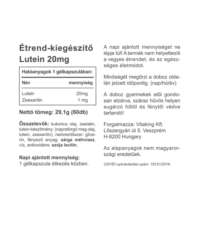 Vitaking Lutein 20mg