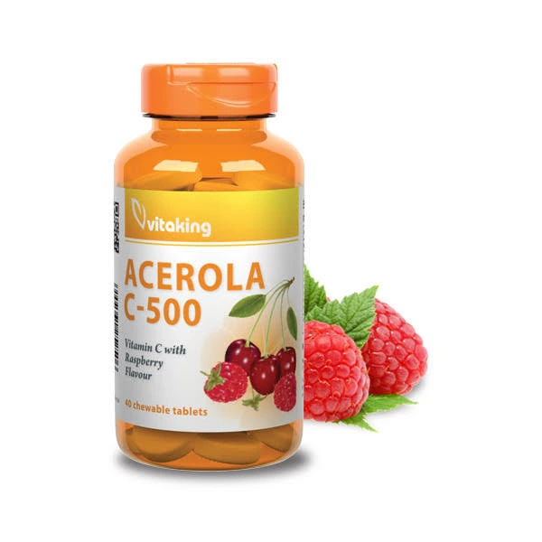 Vitaking C-vitamin  500mg acerola rágótabletta málnás
