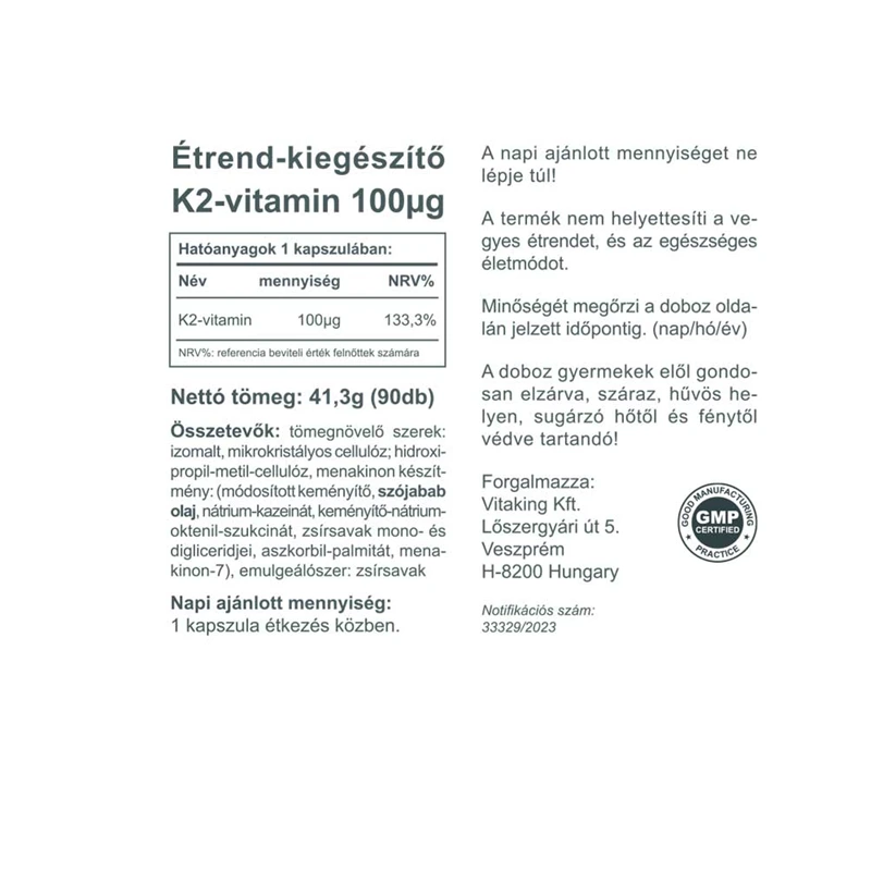 Vitaking K2-vitamin 100mcg kapszula