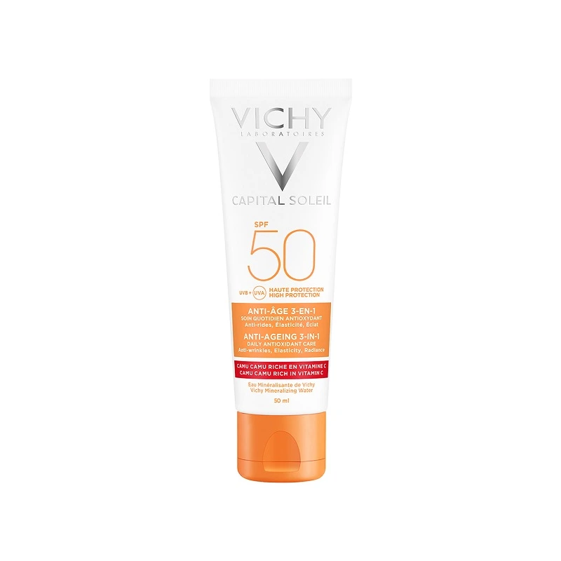 Vichy Capital Soleil Anti-Aging öregedésgátló napvédő krém 3 in 1 SPF50+