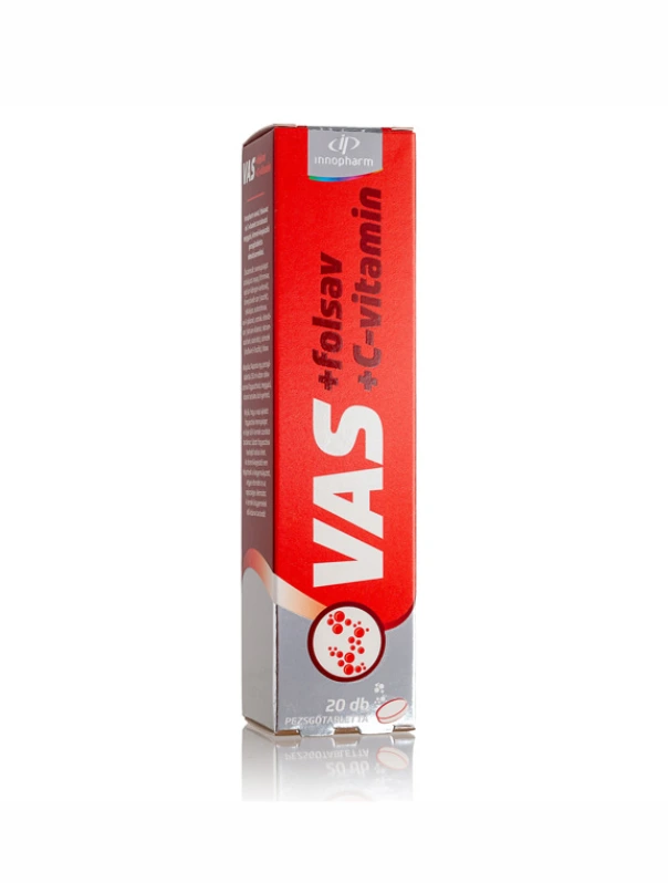 Innopharm Vas folsav C vitamin pezsgőtabletta, meggy
