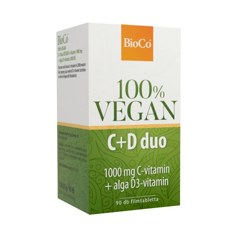 BioCo 100% Vegan C+D duo 1000mg C-vitamin+ alga D3-vitamin 2000NE filmtabletta