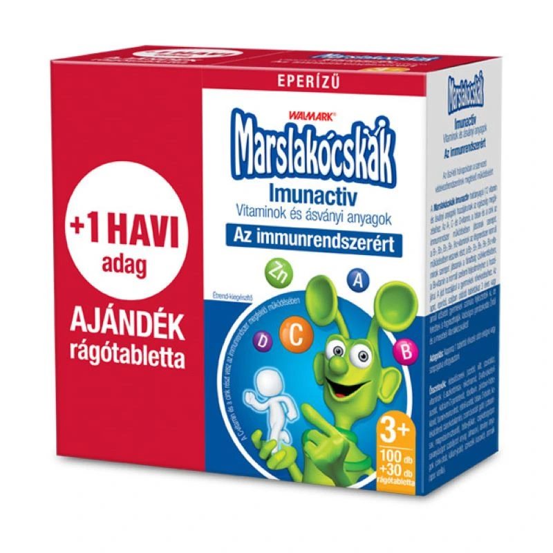 Walmark Marslakócskák Imunactiv eper ízű rágótabletta + 1 havi adag ajándék - 100x+30x