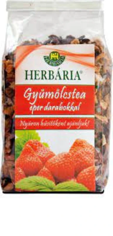Herbária gyümölcstea eper darabokkal