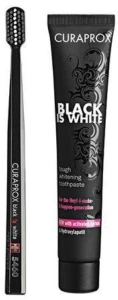 Curaprox Black is White fogkefe+fogkrém szett - 90ml+1db