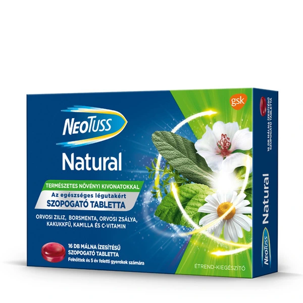 Neotuss Natural szopogató tabletta málna ízű