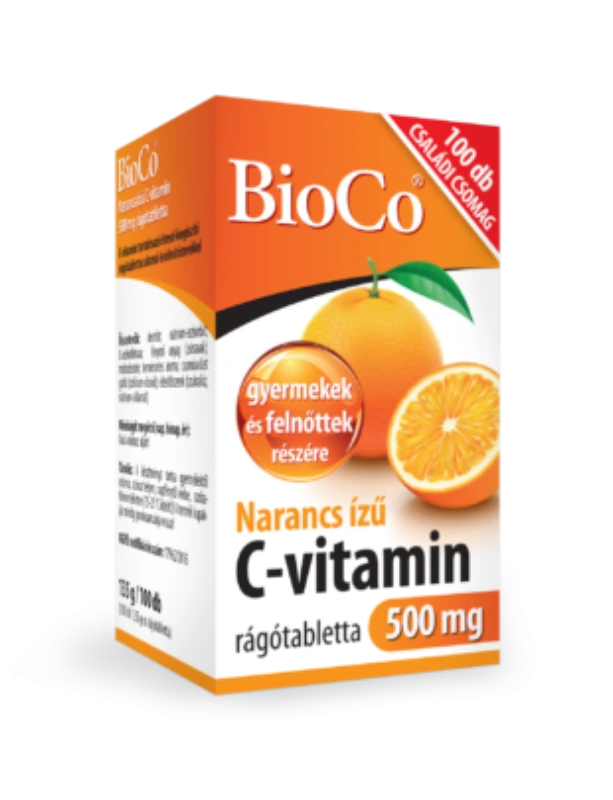 BioCo Narancs ízű C-vitamin rágótabletta 500 mg