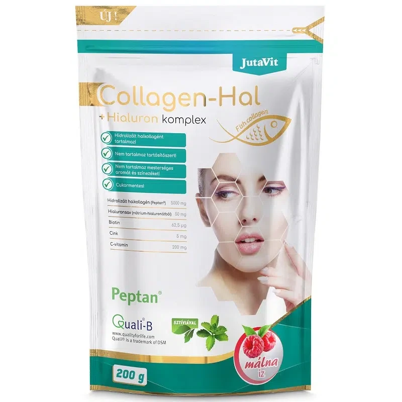 JutaVit Collagen-Hal Komplex málna ízű kollagén italpor - 200mg
