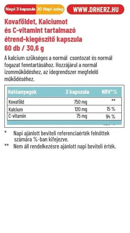 Dr. Herz Kovaföld + Kalcium + C-vitamin kapszula