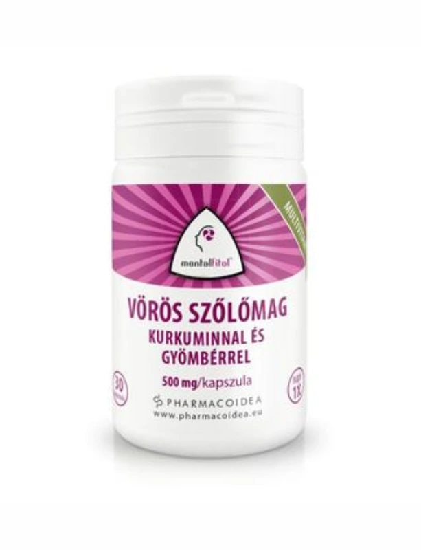 MentalFitol Vörös szőlőmag komplex kapszula kurkuminnal és gyömbérrel