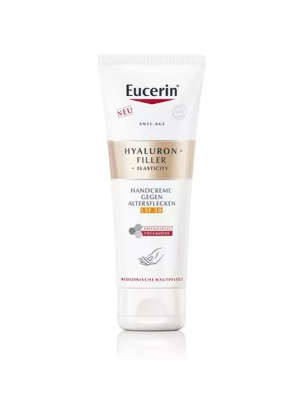 Eucerin Hyaluron-Filler + Elasticity pigmentfolt halványító és bőrfiatalító kézkrém FF30