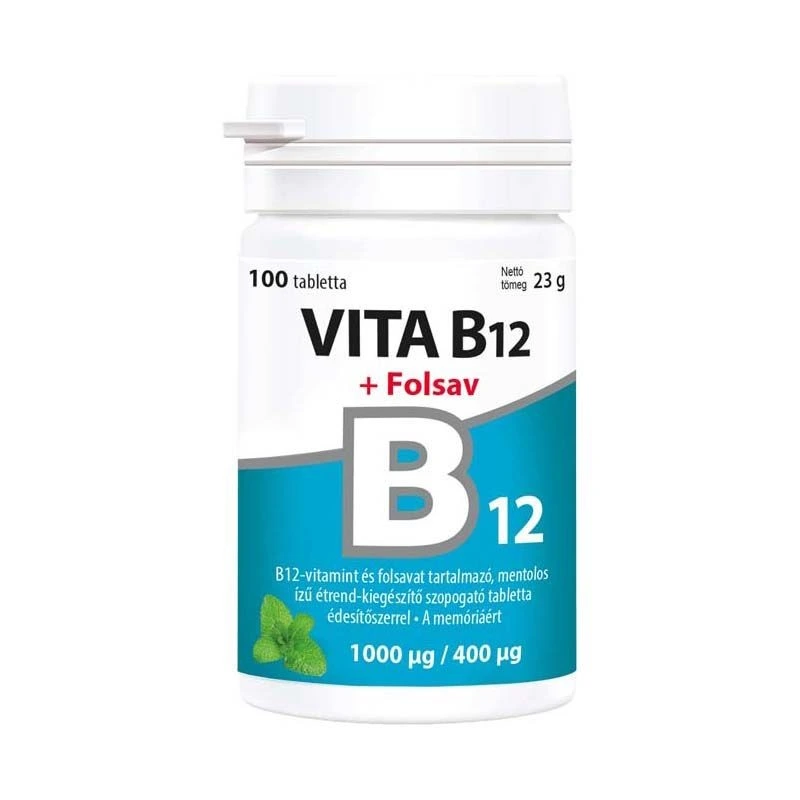 Vitabalans Vita B12 folsav 1000/400 szopogató tabletta mentol