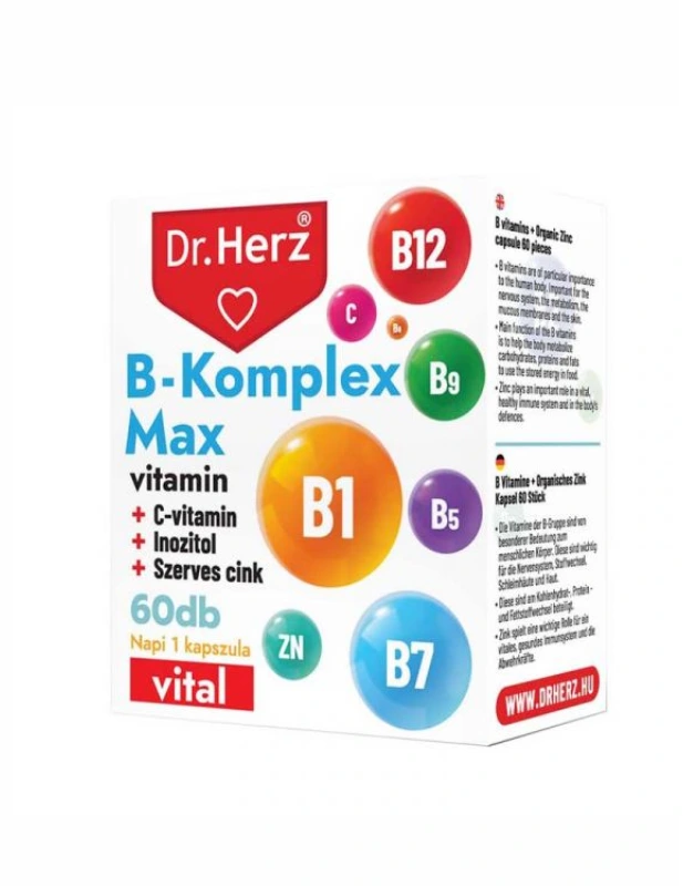 Dr. Herz B-komplex max+C-vitamin+inozitol+szerves cink kapszula