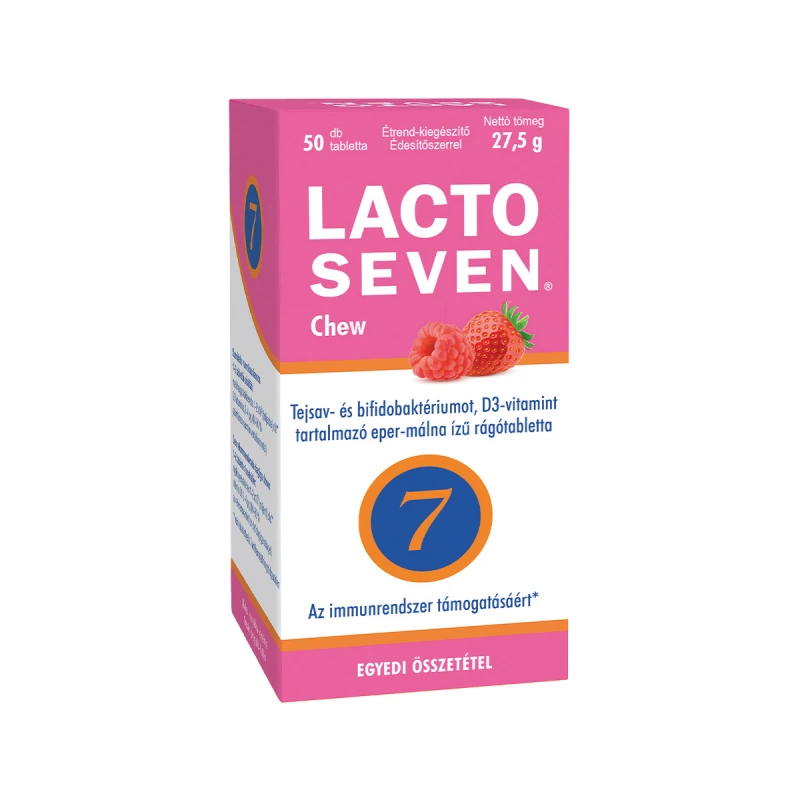 Lactoseven Chew rágótabletta eper málna