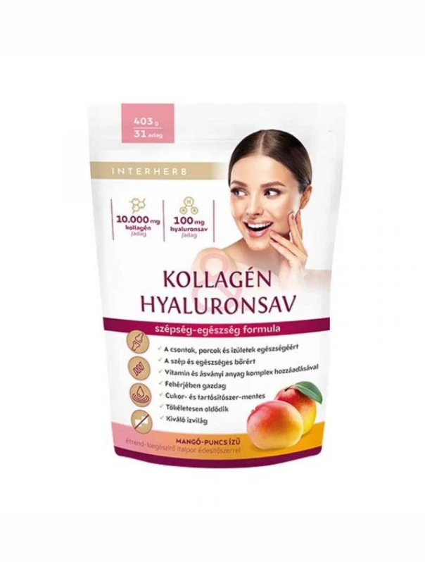 Interherb Kollagén&Hyaluronsav italpor mangó-puncs ízű