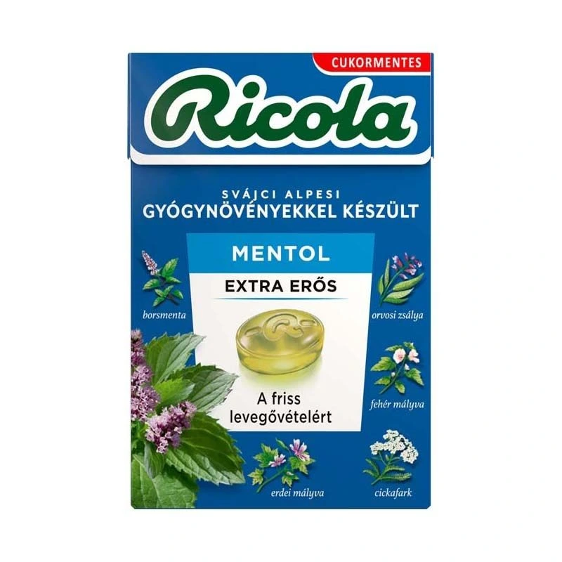 Ricola cukormentes cukorka mentol extra erős